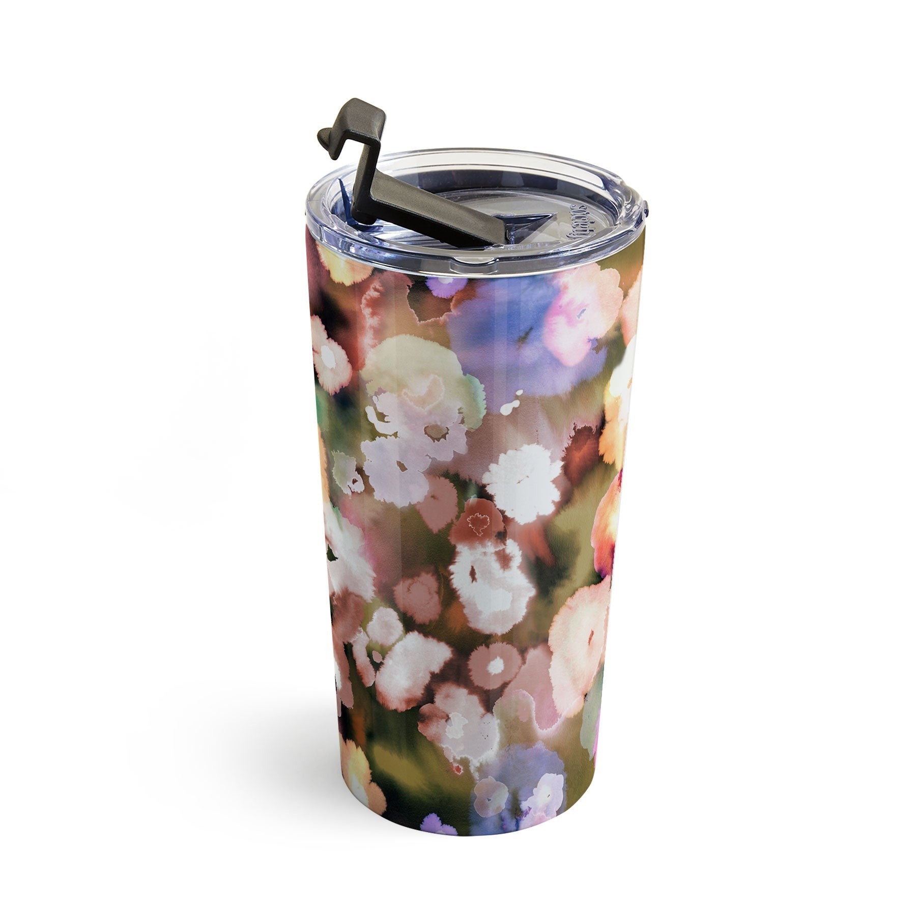 Ninola Design Botanic Retreat Ombre Abstract Watercolor Flowers Pink gold Travel Mug