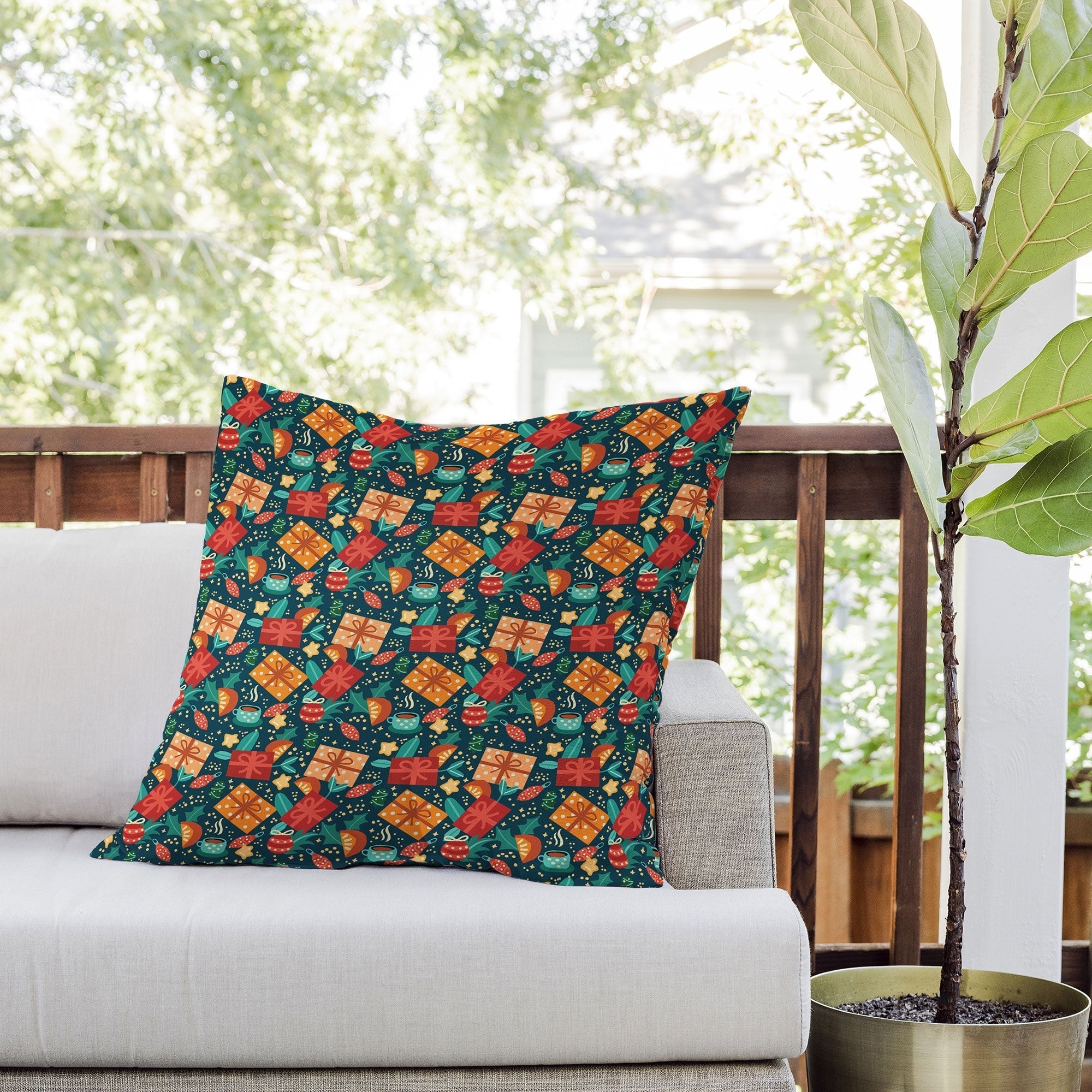 Valeria Frustaci Christmas pattern Outdoor Throw Pillow