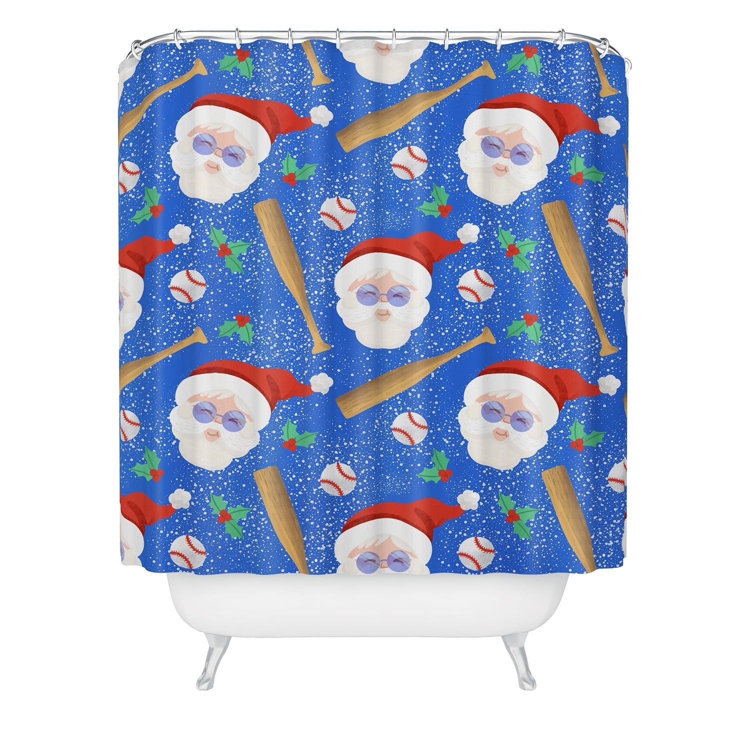 Design by Spark Sporty Baseball Santa Shower Curtain