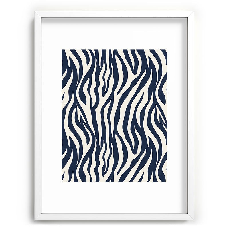 Avenie BR Navy Tiger Stripes Recessed Framing Rectangle