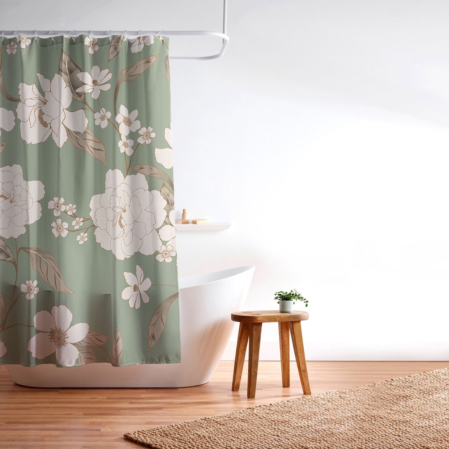 Gabriela Fuente Olive Floral Roberta Shower Curtain