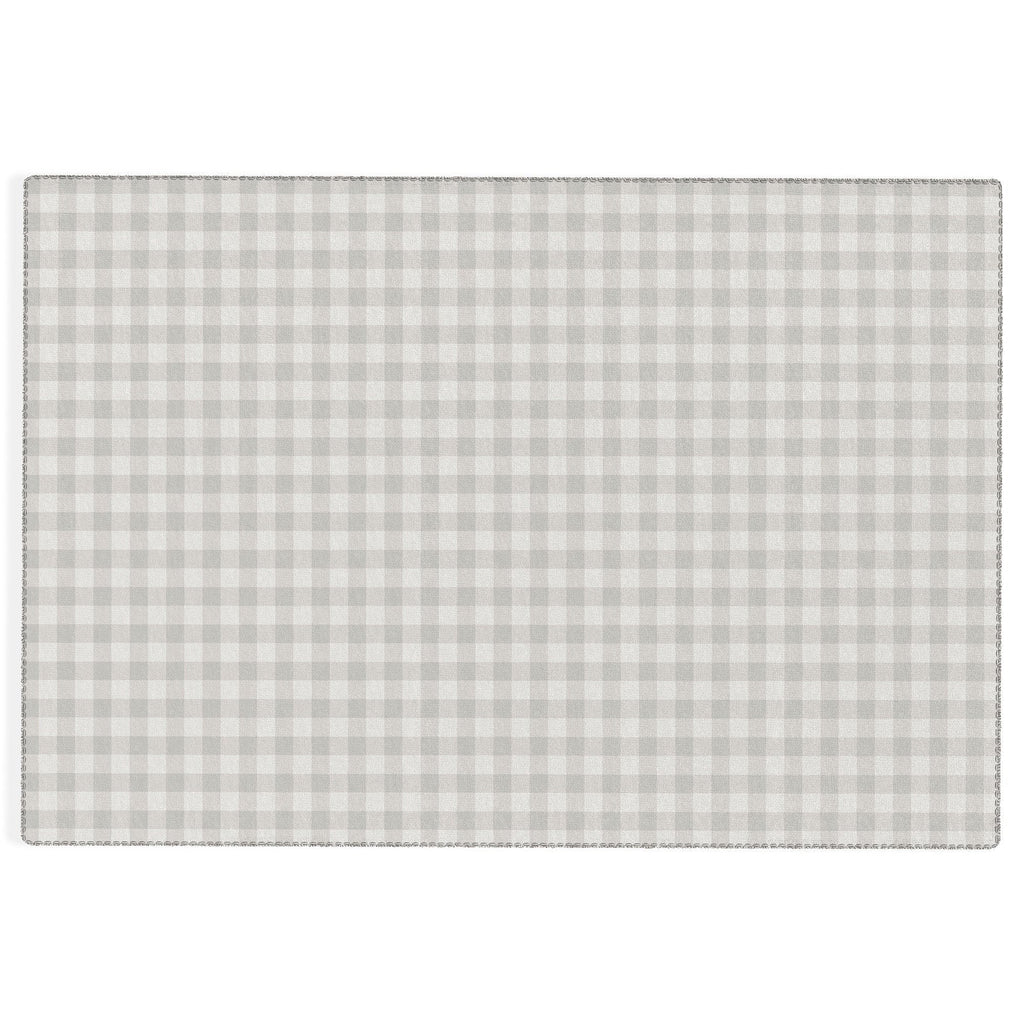 Colour Poems Gingham Plaid Pattern Cloud White Outdoor Rug