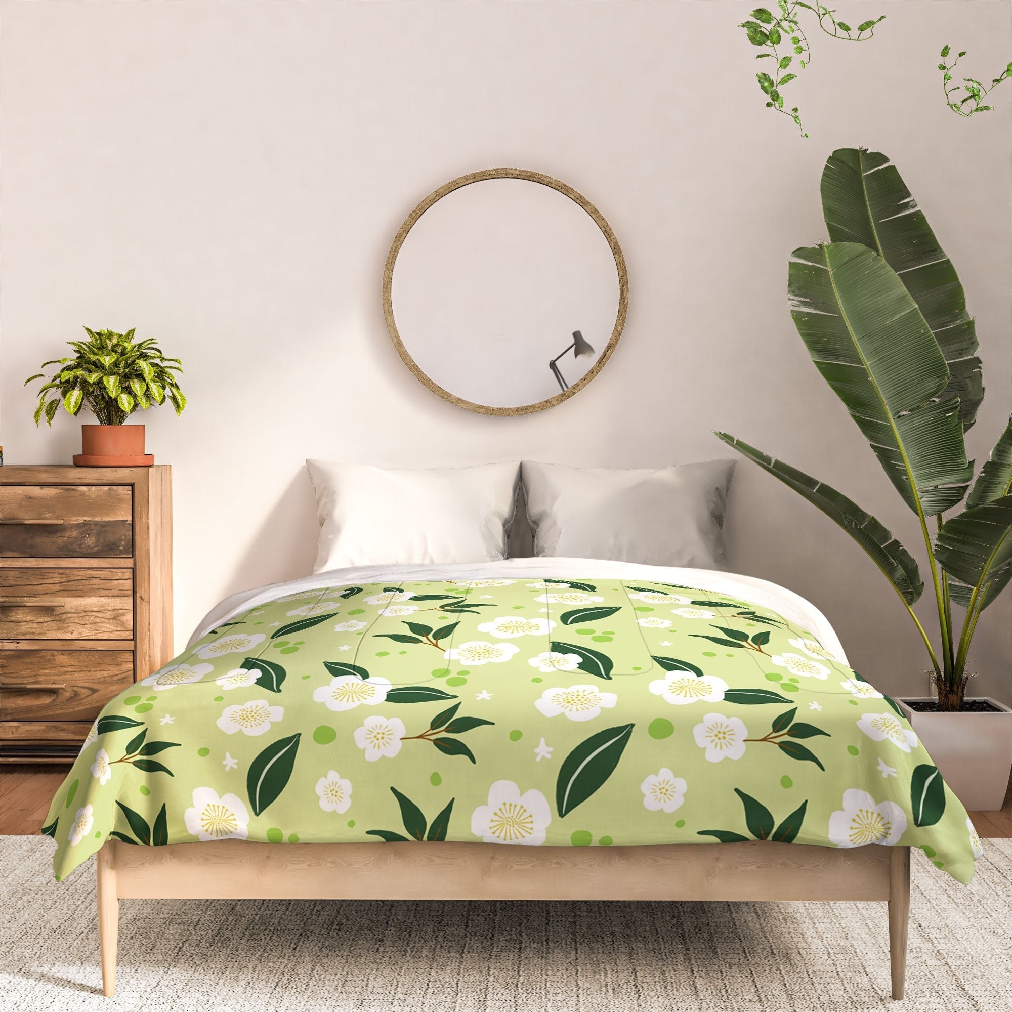 Design by Spark Matcha Tea Florals Comforter