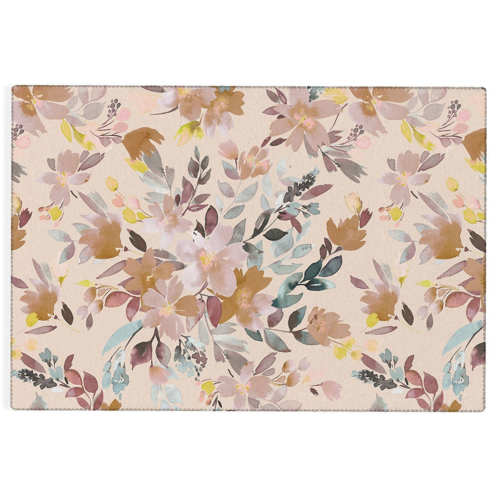 Ninola Design Botanic Retreat Floral Oleander Whimsical Soft Pink Outdoor Rug