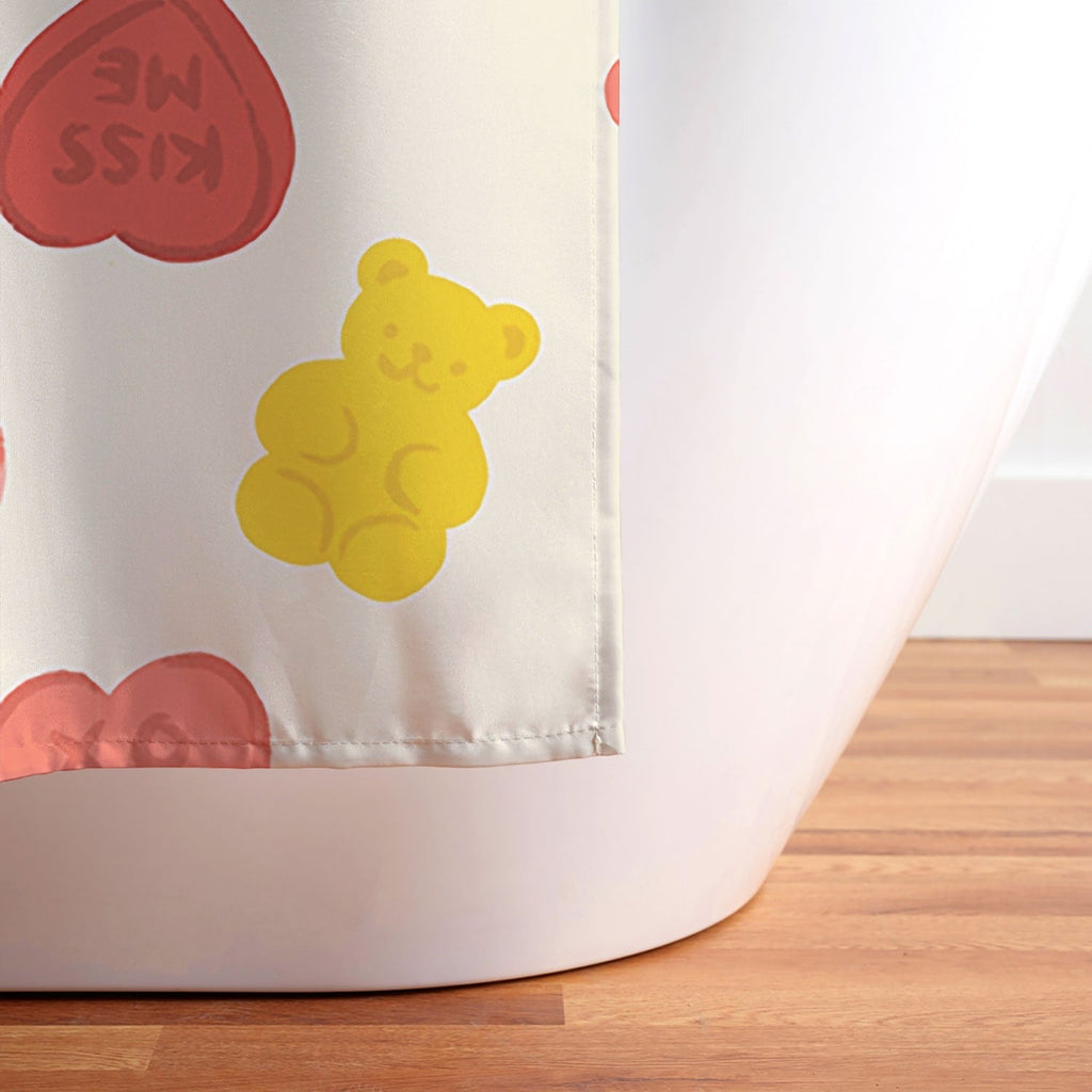 Design by Spark Gummy Bears and Candy Hearts Valentines Shower Curtain