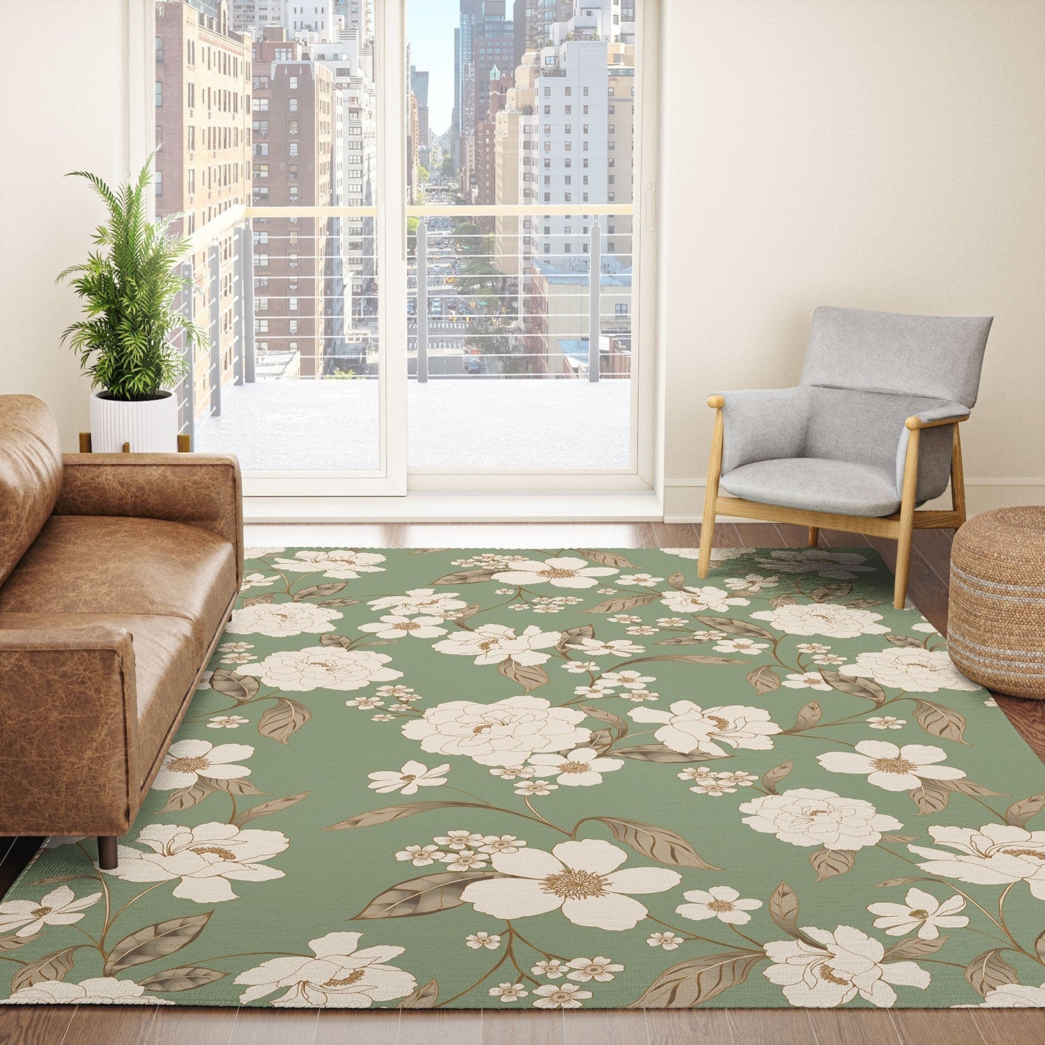 Gabriela Fuente Olive Floral Roberta Area Rug
