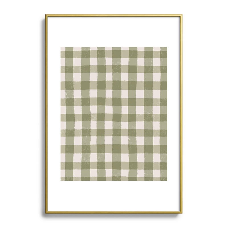 Menina Lisboa Rustic Green Plaid Metal Framed Art Print