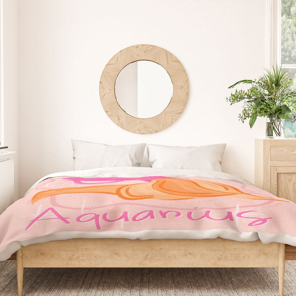 Little Om Zodiac Sign Aquarius Duvet Cover