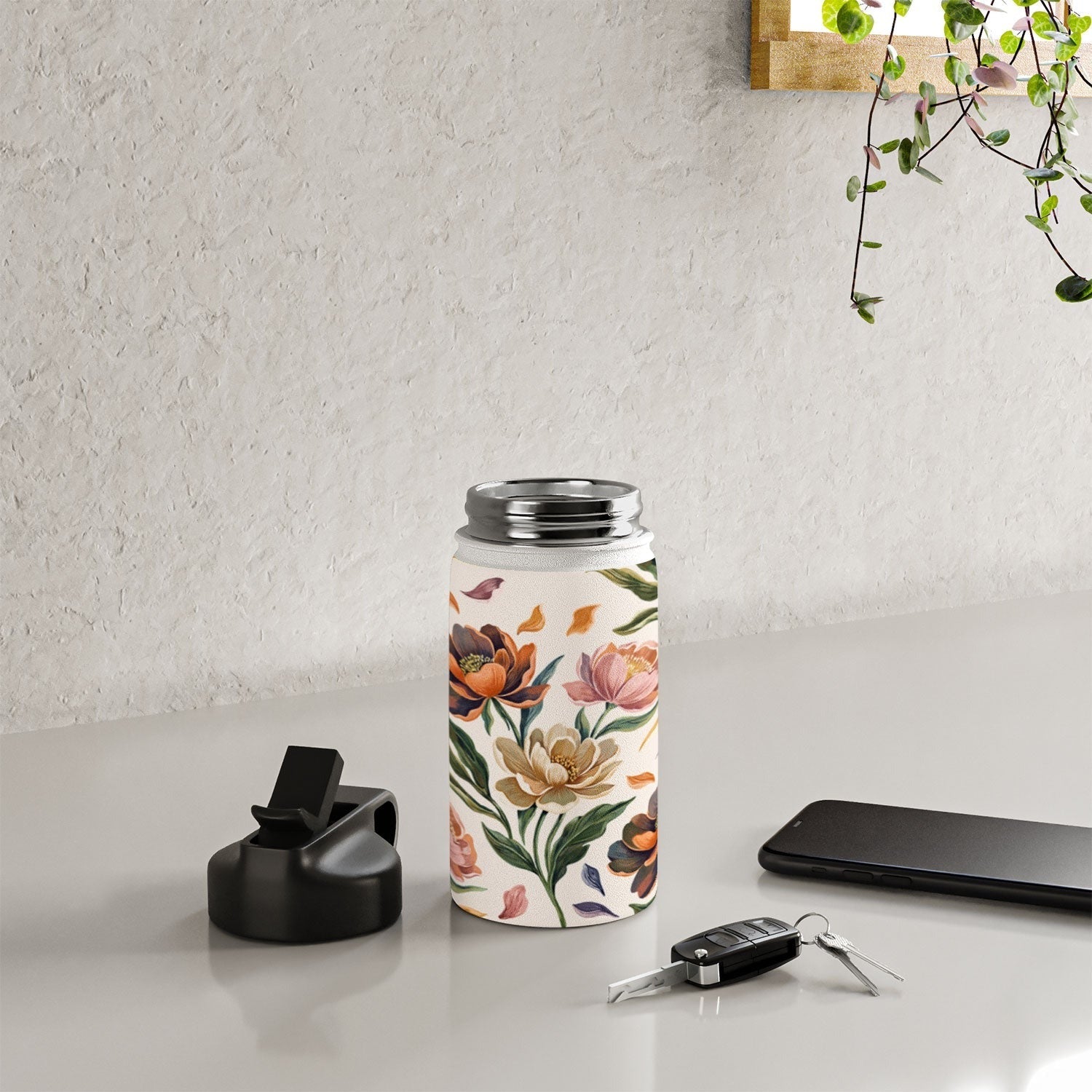 Marta Barragan Camarasa Hand Painted Peony Florals Water Bottle