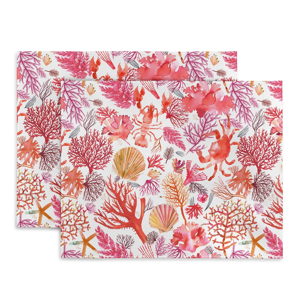 Ninola Design Botanic Retreat Coral Reef Crab Lobster Red Placemat