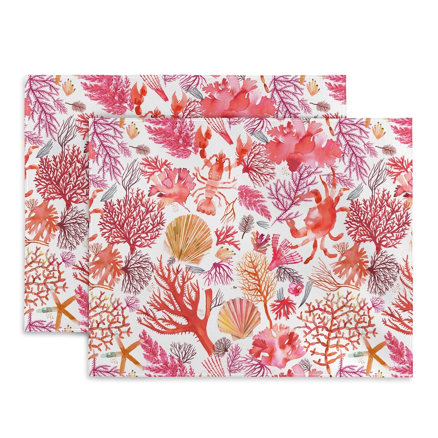 Ninola Design Botanic Retreat Coral Reef Crab Lobster Red Placemat