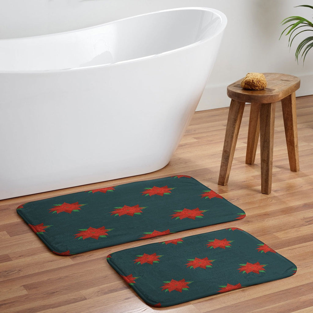 Design by Spark Poinsettia Florals Memory Foam Bath Mat