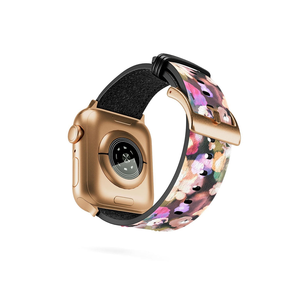Ninola Design Botanic Retreat Ombre Abstract Watercolor Flowers Pink gold Apple Watch Band
