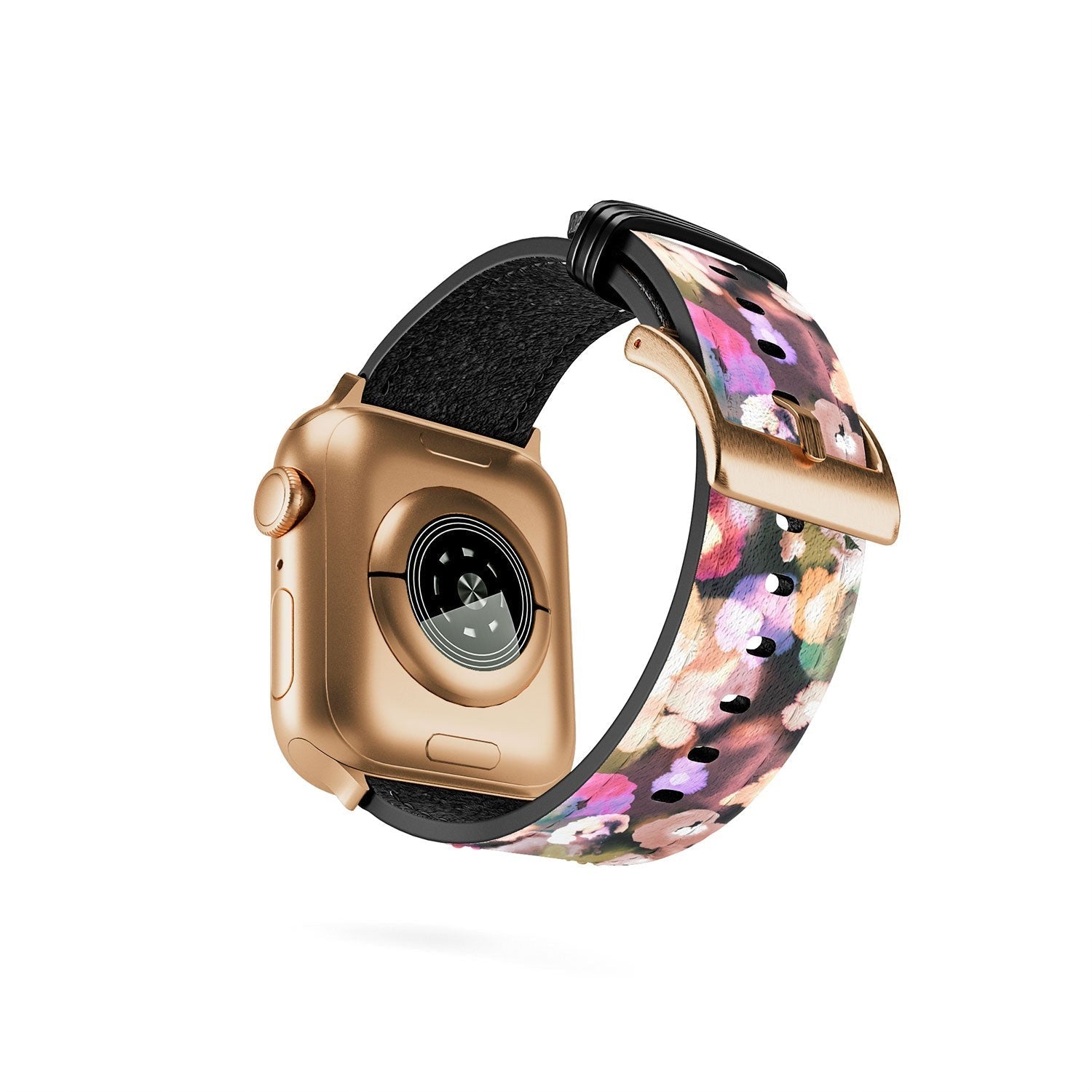 Ninola Design Botanic Retreat Ombre Abstract Watercolor Flowers Pink gold Apple Watch Band