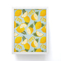 Jessica Molina Lemon Pattern on Sky Blue Framed Mini Art Print