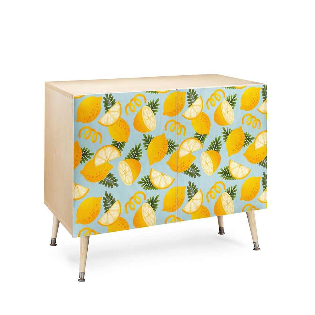 Jessica Molina Lemon Pattern on Sky Blue Credenza