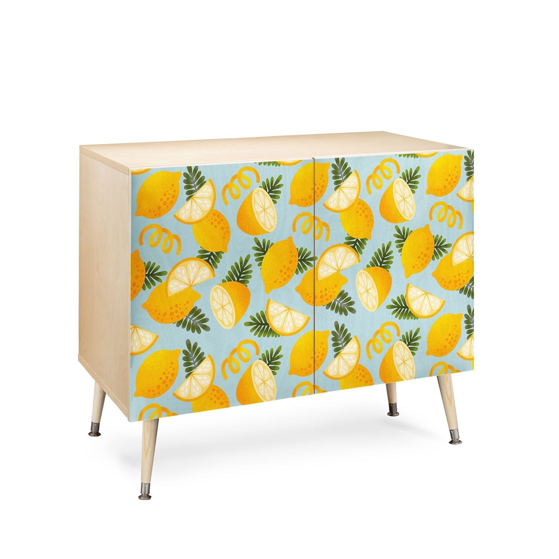 Jessica Molina Lemon Pattern on Sky Blue Credenza