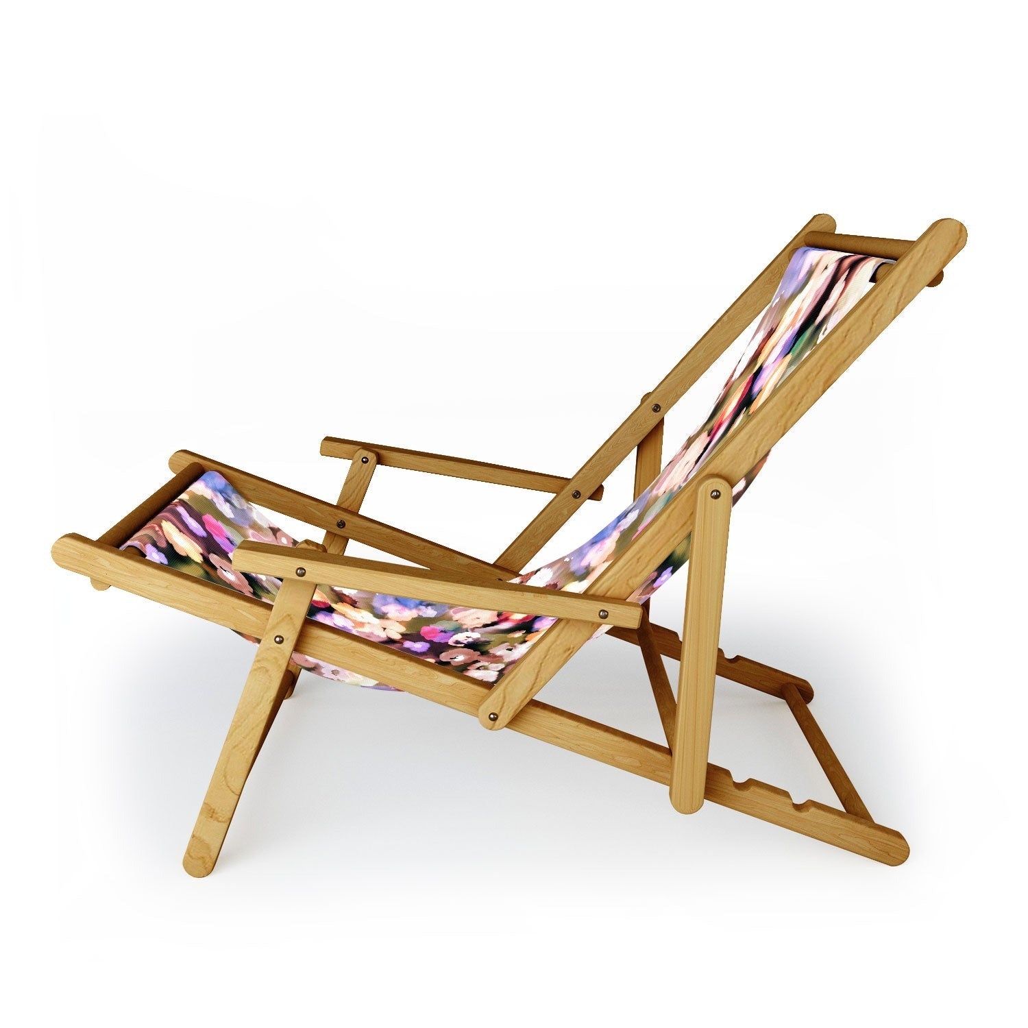 Ninola Design Botanic Retreat Ombre Abstract Watercolor Flowers Pink gold Sling Chair