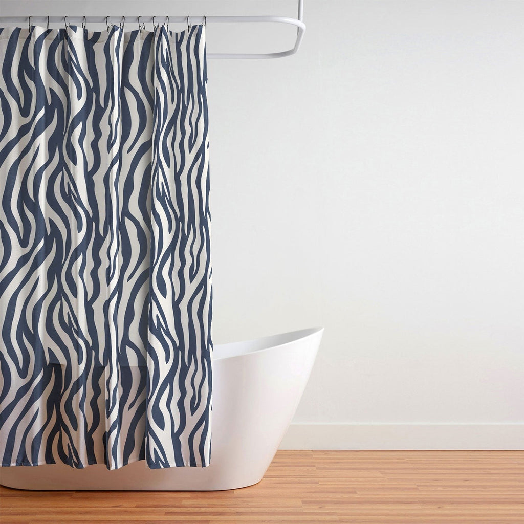 Avenie BR Navy Tiger Stripes Shower Curtain