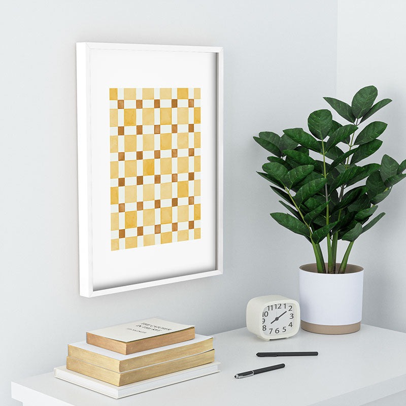 Ninola Design Everyday Artifact Checker Mosaic Tiles Geometry Yellow Recessed Framing Rectangle