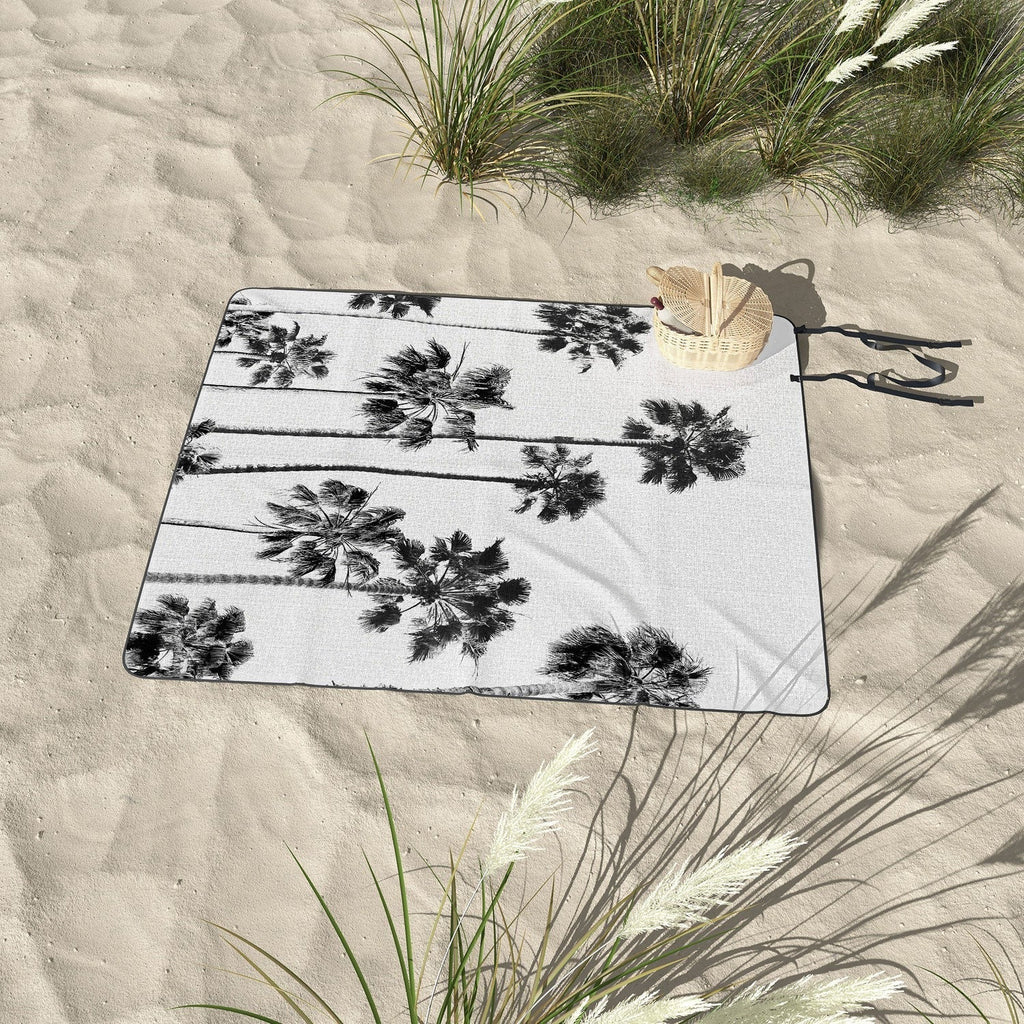 Gal Design Black And White Palms Picnic Blanket