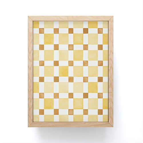 Ninola Design Everyday Artifact Checker Mosaic Tiles Geometry Yellow Framed Mini Art Print