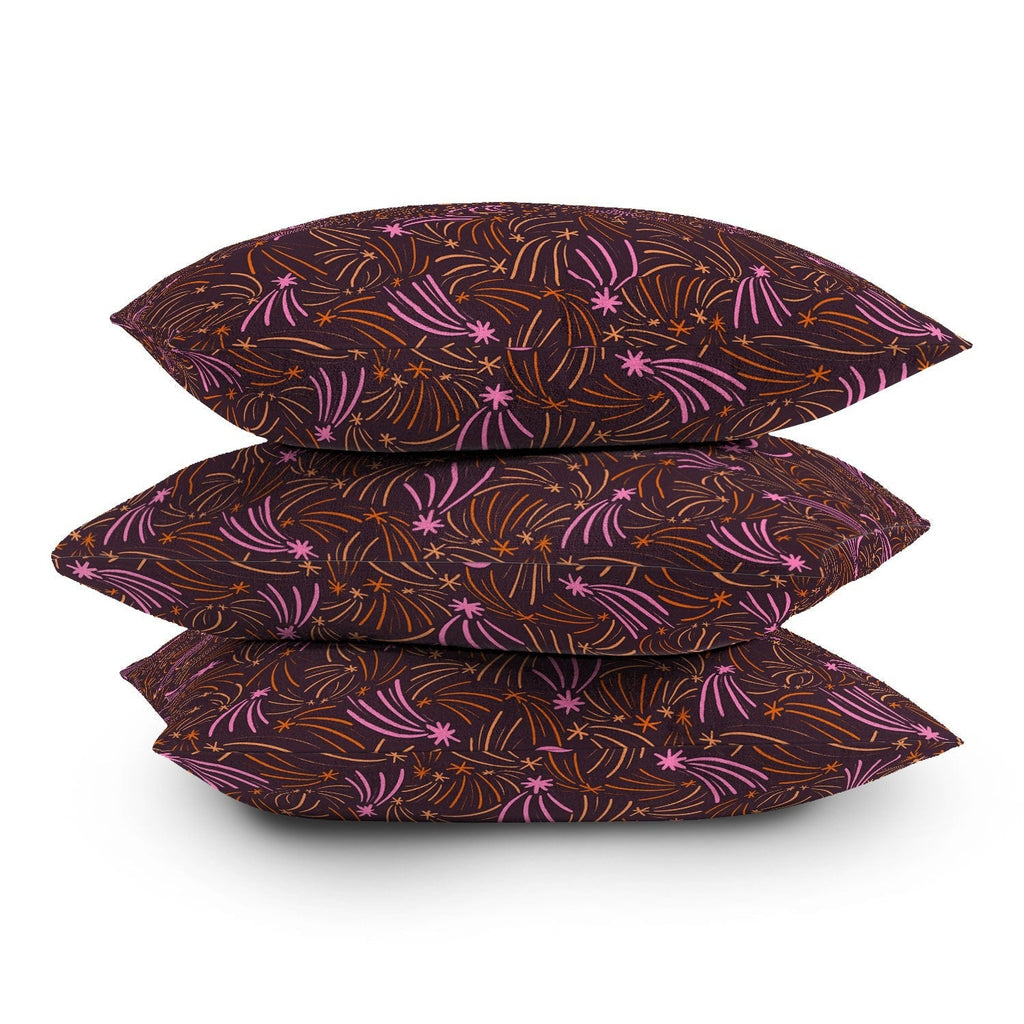 Little Om Pattern Shooting Stars plum Outdoor Throw Pillow