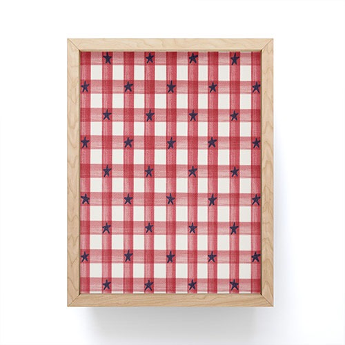 DENY Designs Red Gingham plus Stars Framed Mini Art Print