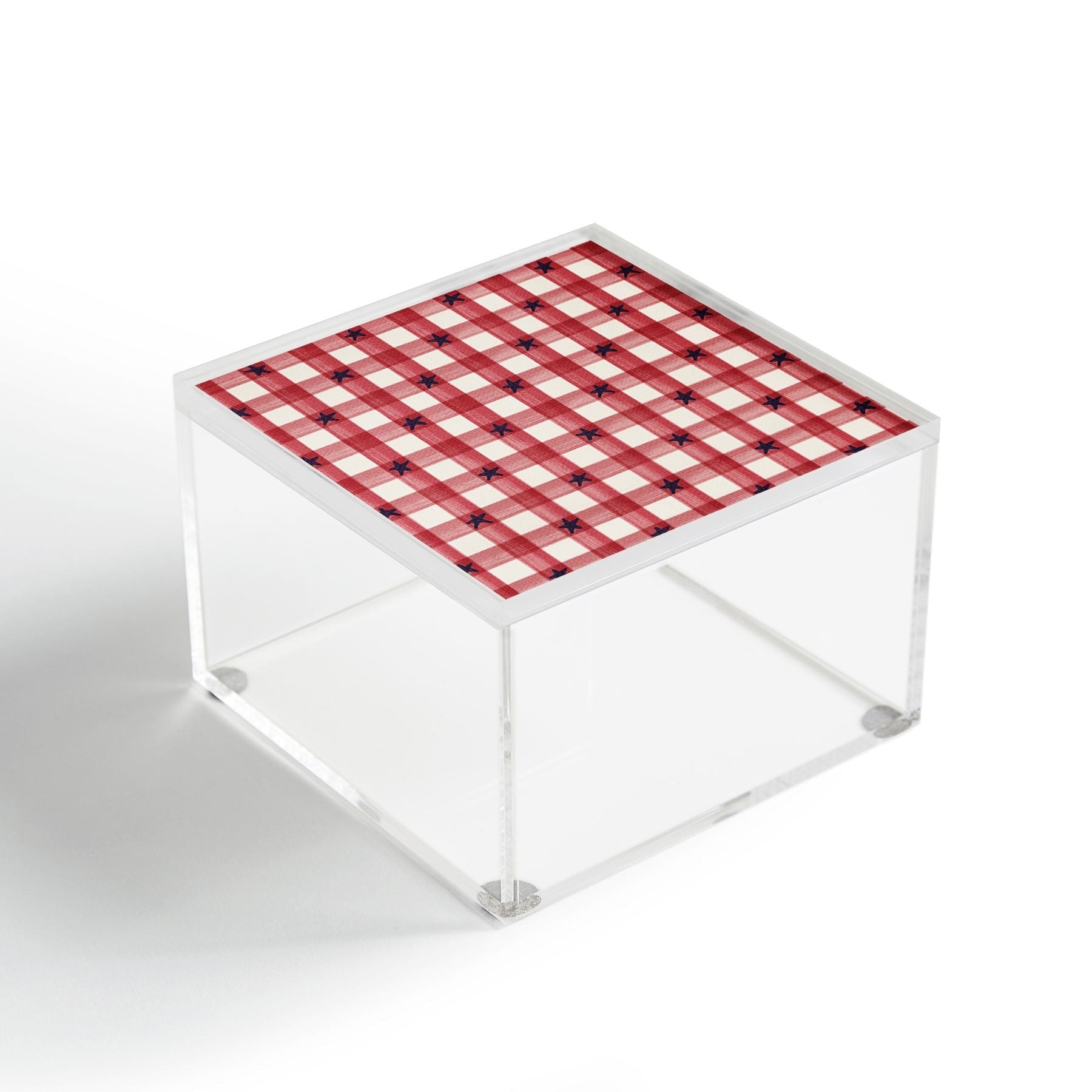 DENY Designs Red Gingham plus Stars Acrylic Box