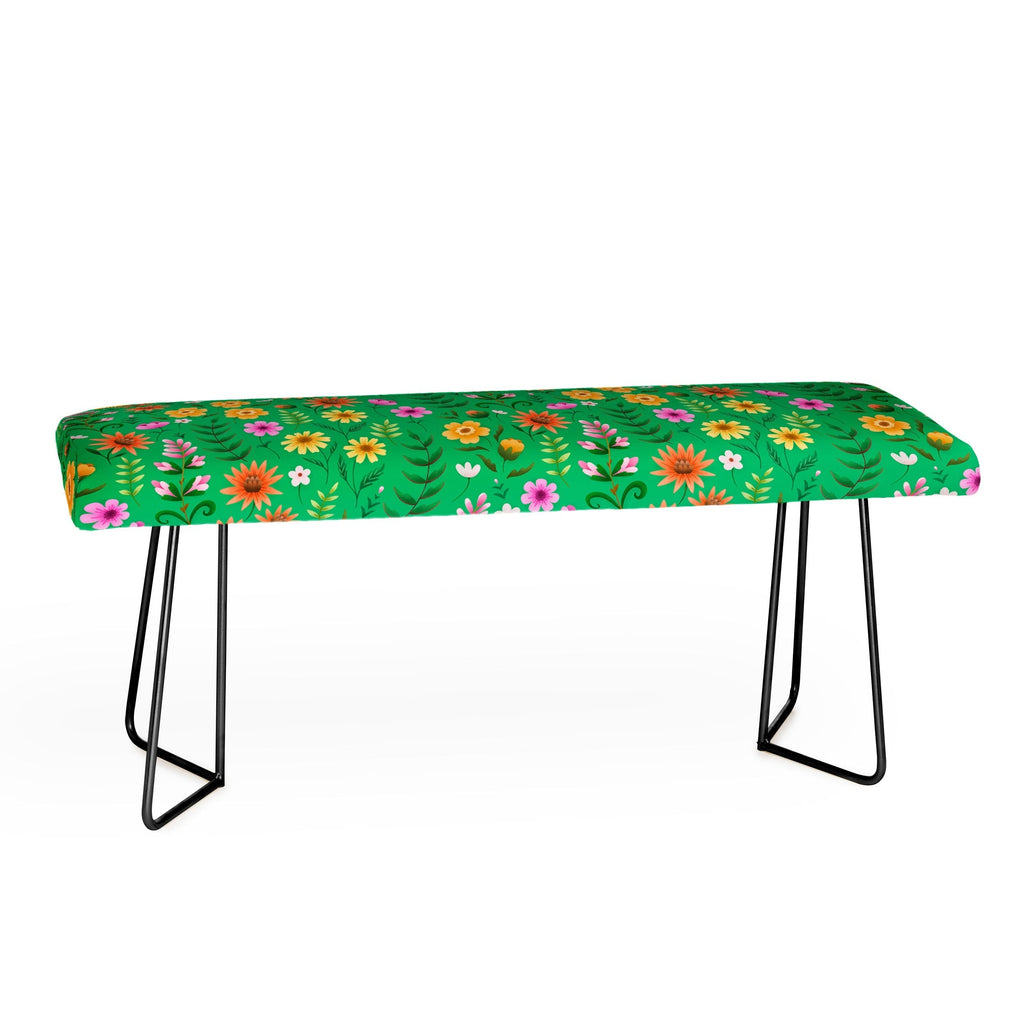 Pimlada Phuapradit Ditsy Spring Floral Green Bench