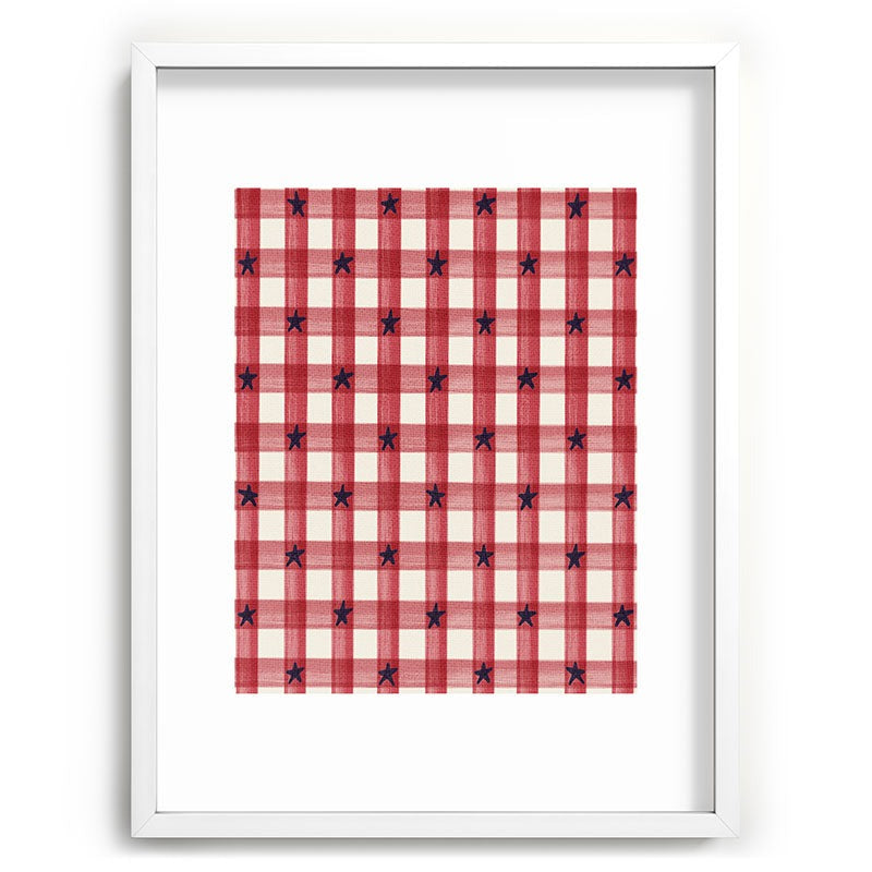 DENY Designs Red Gingham plus Stars Recessed Framing Rectangle