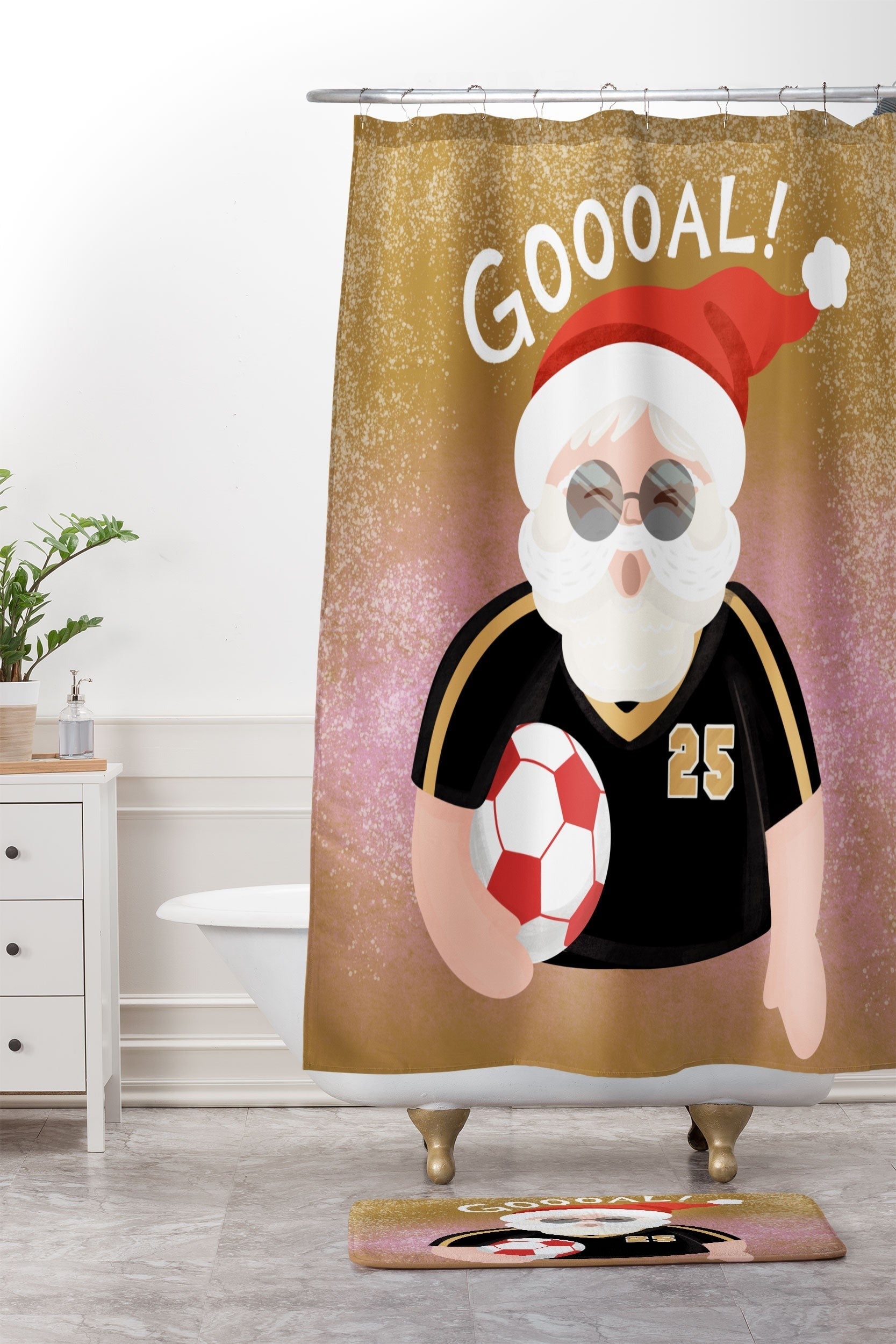 Design by Spark Sporty Soccer Santa Memory Foam Bath Mat