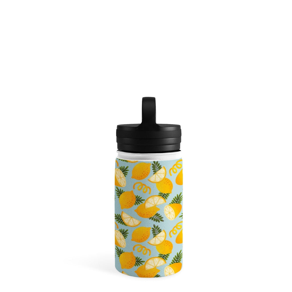 Jessica Molina Lemon Pattern on Sky Blue Water Bottle