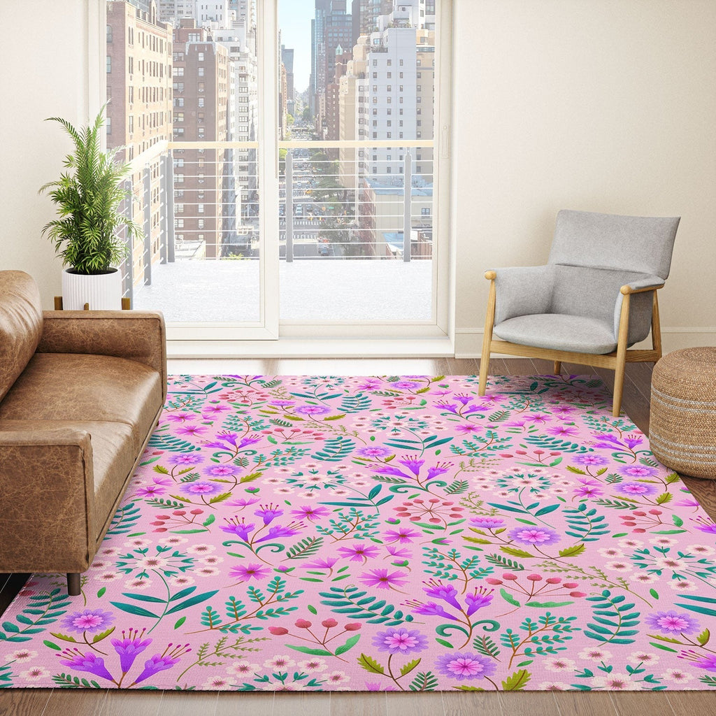 Pimlada Phuapradit Ditsy Purple Floral Half Drop Area Rug