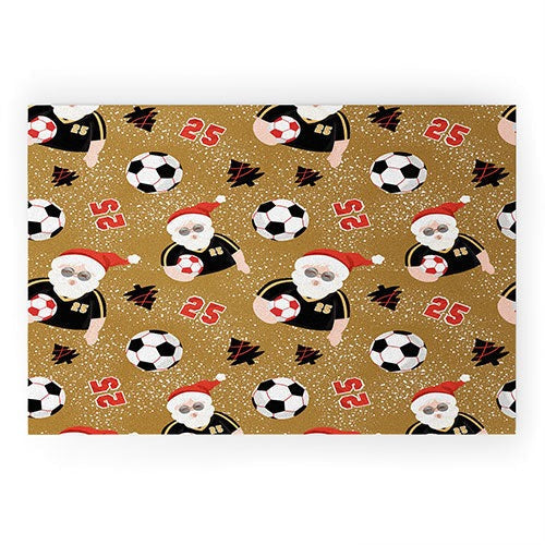 Design by Spark Sporty Soccer Santa Holiday Welcome Mat