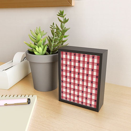 DENY Designs Red Gingham plus Stars Framed Mini Art Print