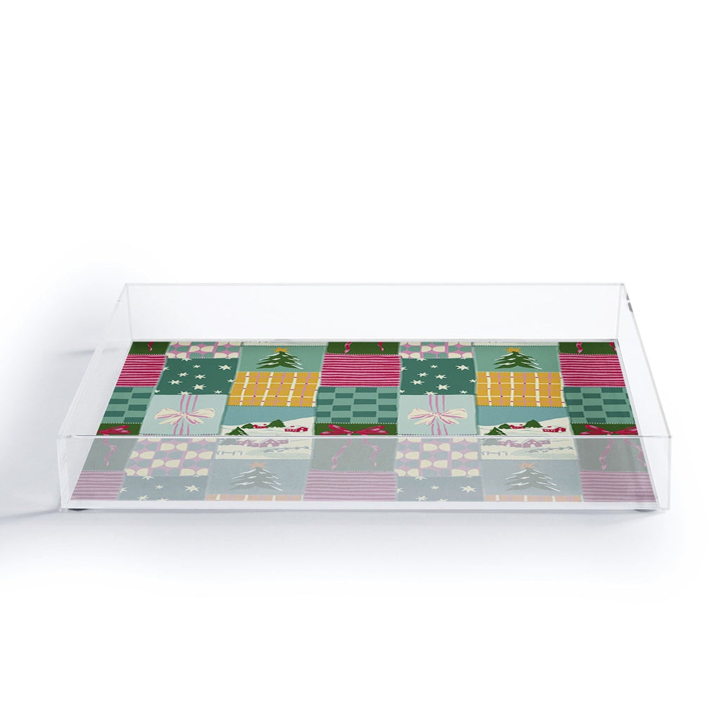 LouBruzzoni Cozy Christmas Patchwork Acrylic Tray