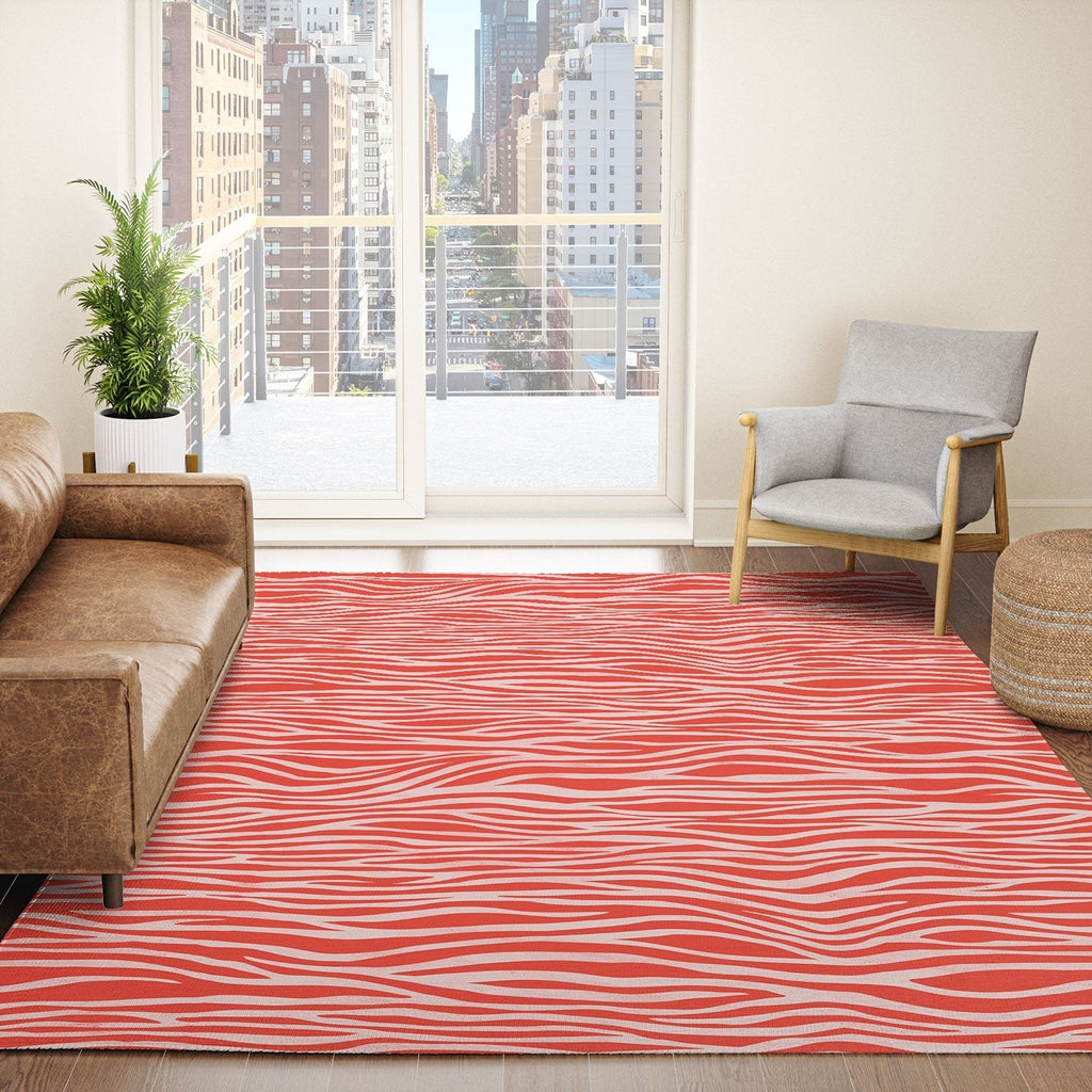 Avenie BR Red Zebra Stripe Area Rug