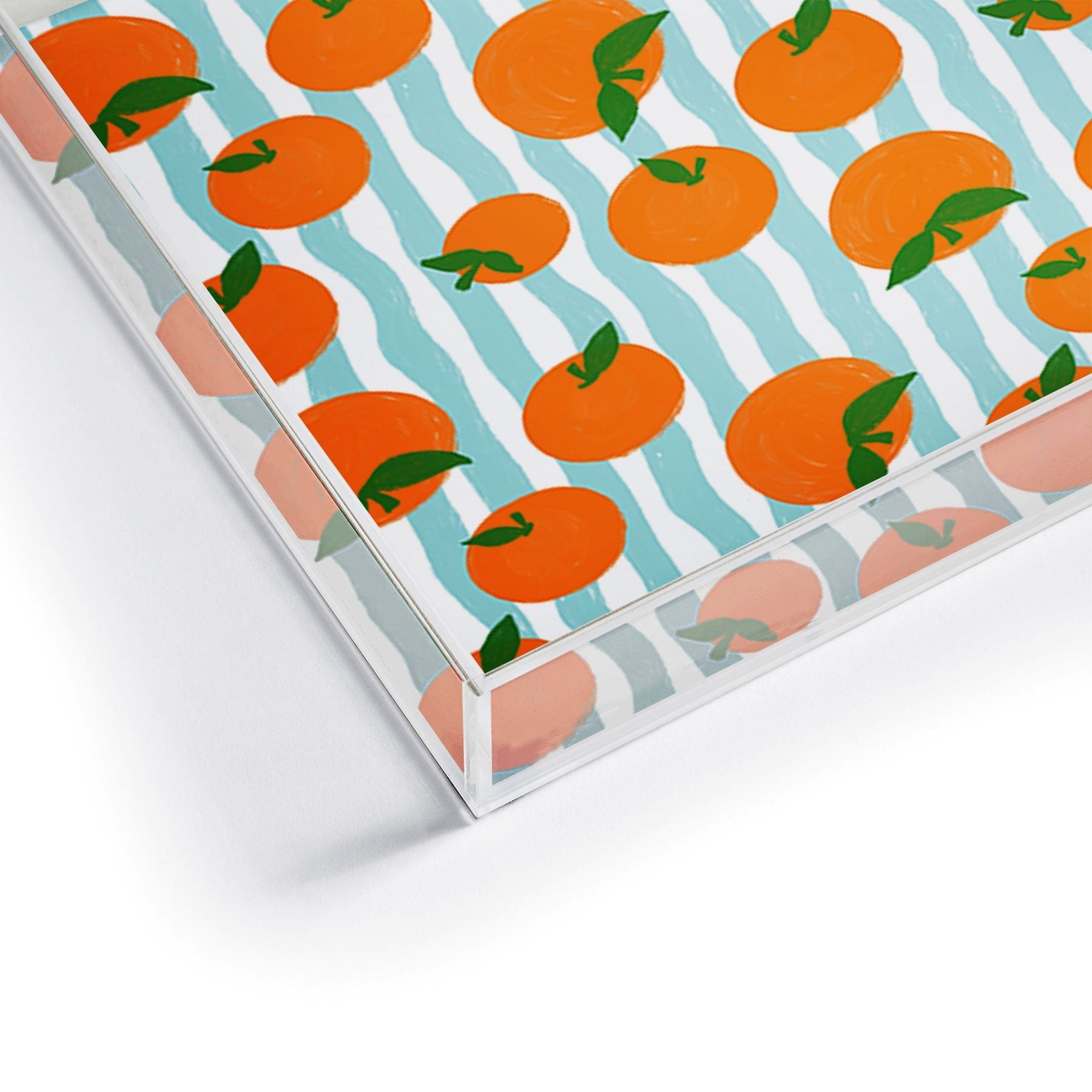 Design by Spark Zesty Oranges and Stripes Acrylic Tray