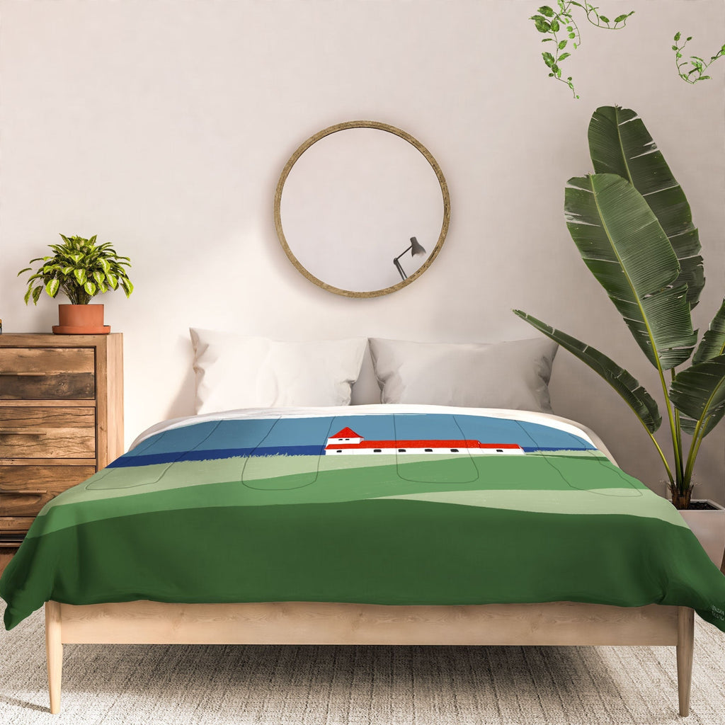 Valeria Frustaci Red roof in Iceland Comforter
