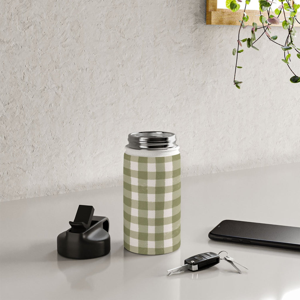 Menina Lisboa Rustic Green Plaid Water Bottle