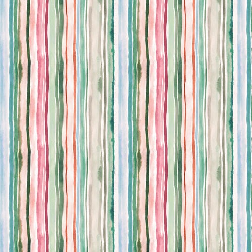 Ninola Design Botanic Retreat Watercolor Stripes Green Orange Red Wall Mural