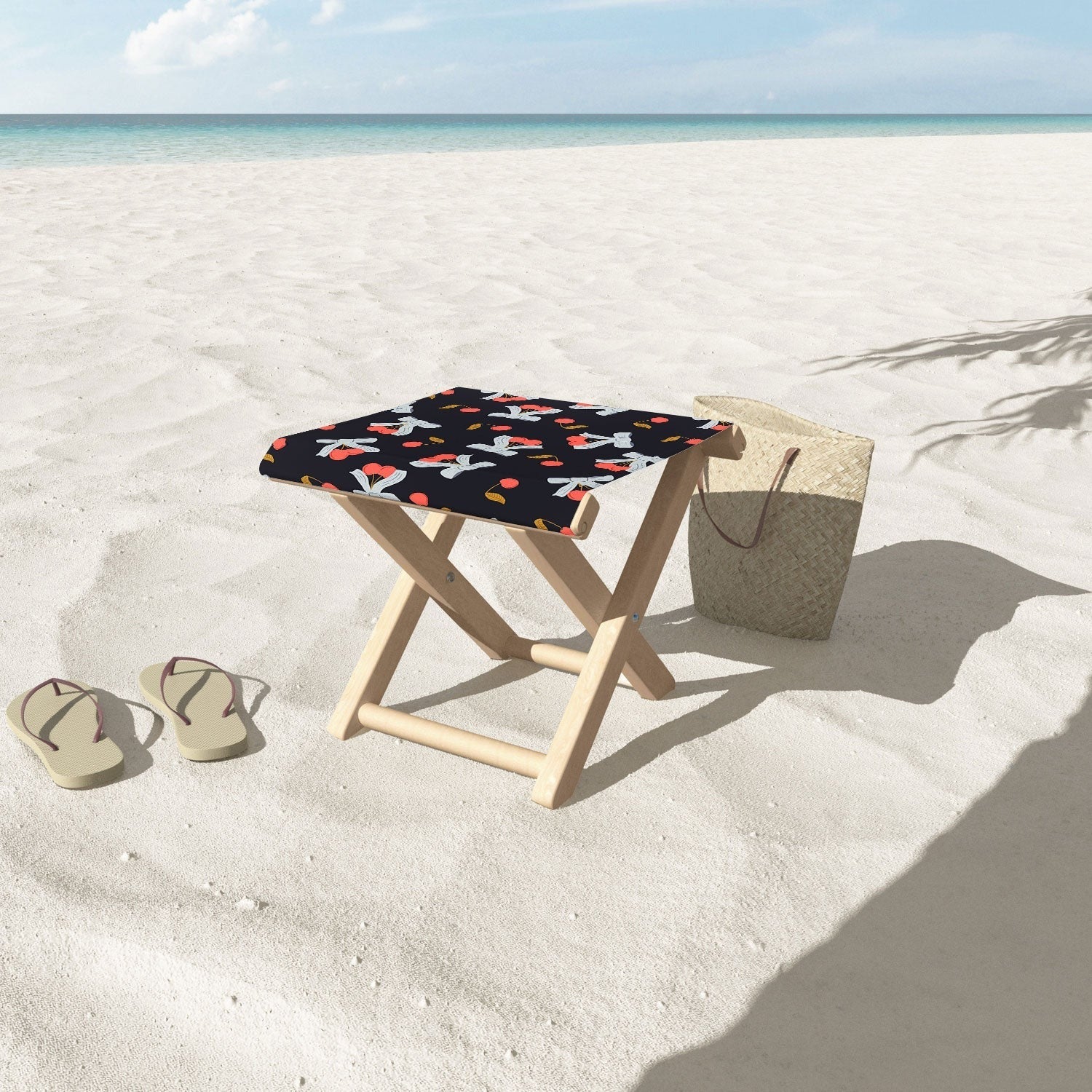 Jennifer Labre Cherries and Bows Folding Stool