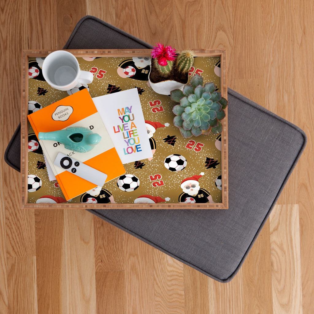 Design by Spark Sporty Soccer Santa Holiday Rectangular Tray