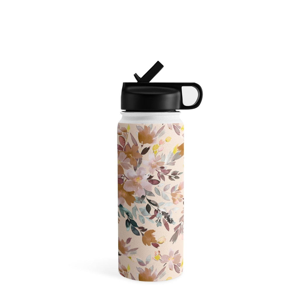 Ninola Design Botanic Retreat Floral Oleander Whimsical Soft Pink Water Bottle