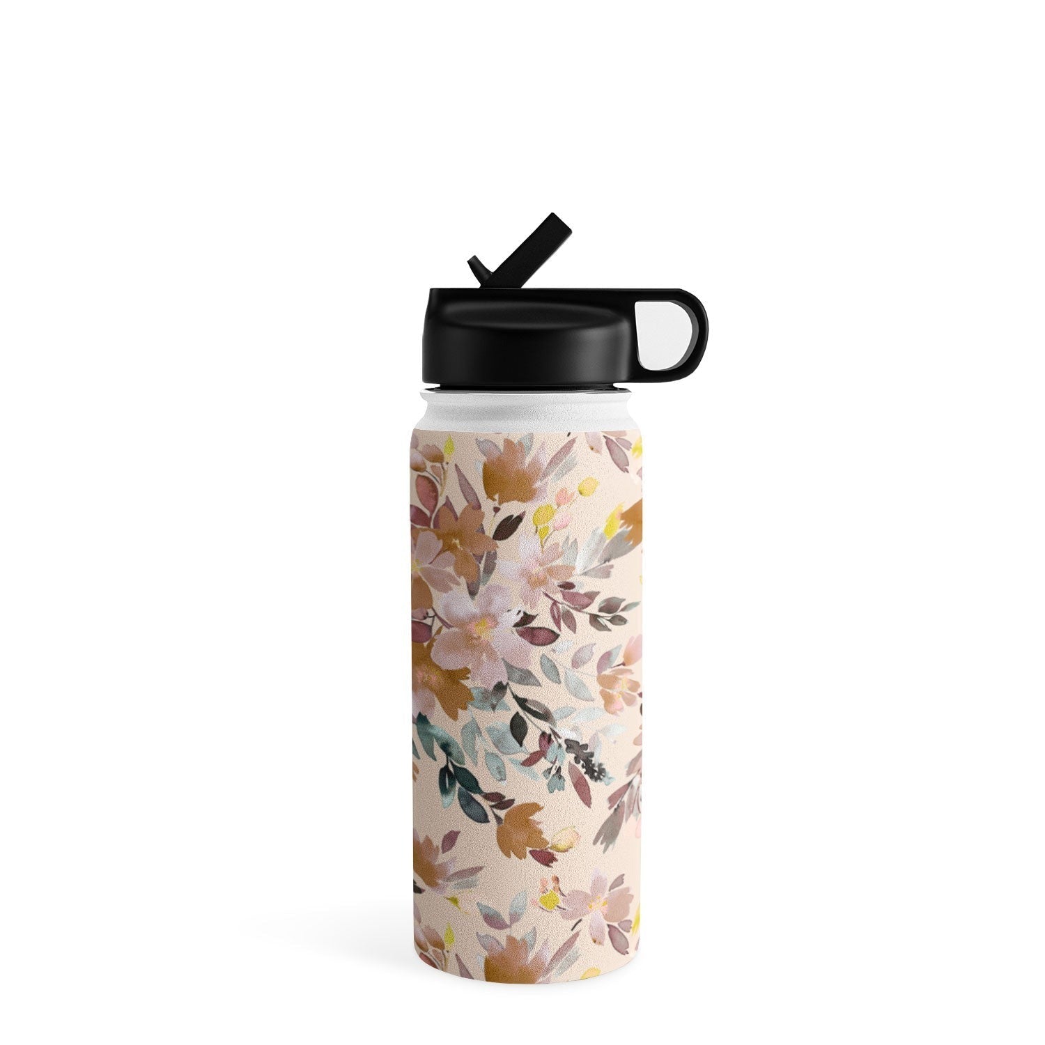 Ninola Design Botanic Retreat Floral Oleander Whimsical Soft Pink Water Bottle