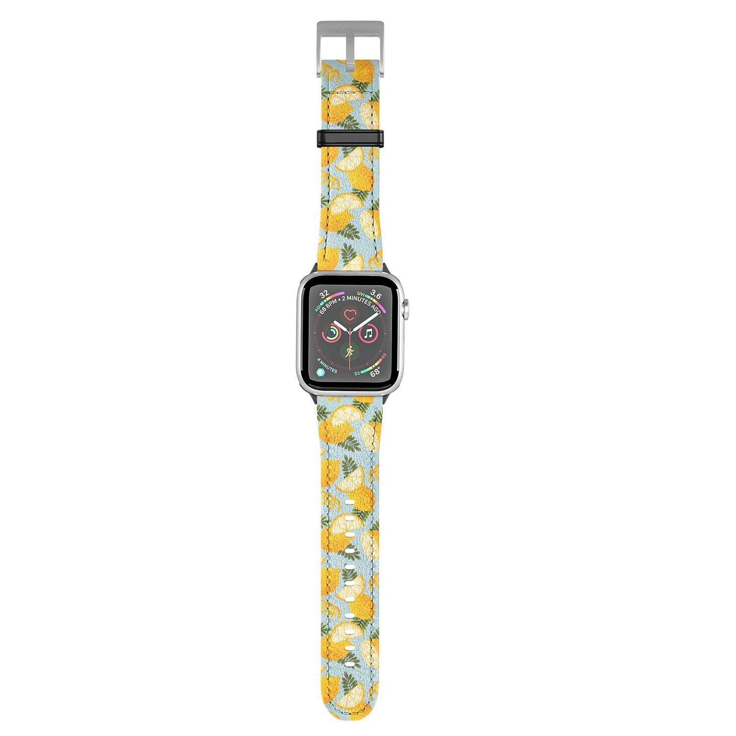 Jessica Molina Lemon Pattern on Sky Blue Apple Watch Band