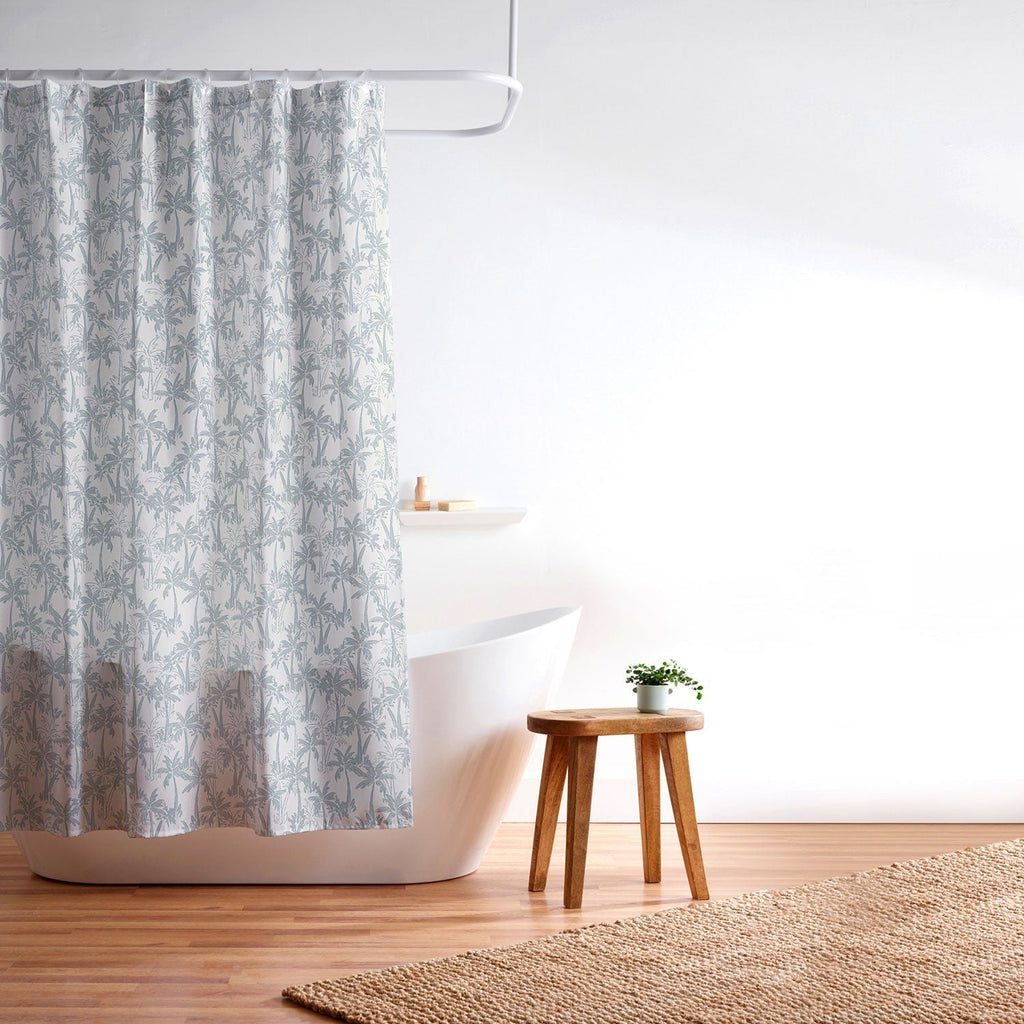 CoastL Studio Palm Forest Coastal Blue Shower Curtain