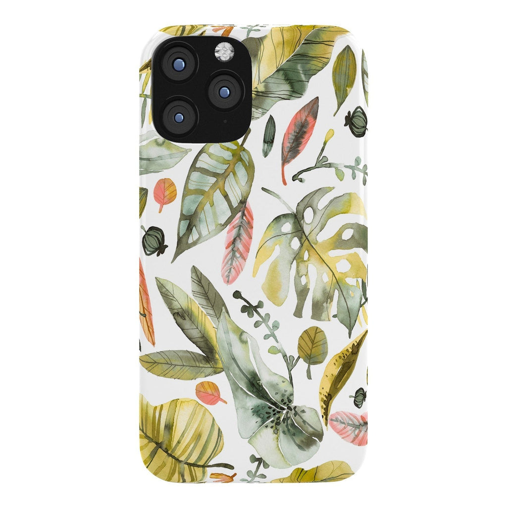 Ninola Design Botanic Retreat Tropical Jungle Leaves Botanical Green Orange Phone Case