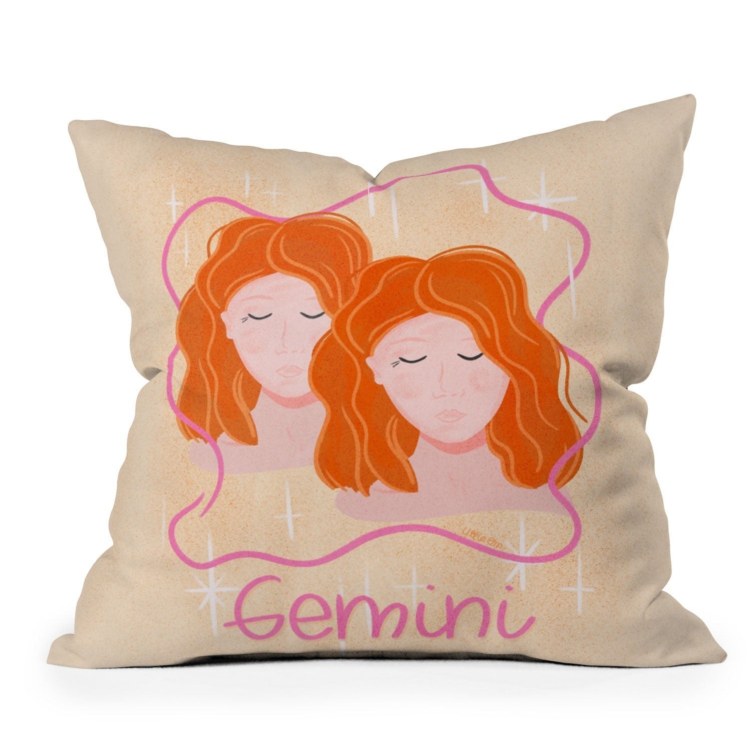 Little Om Zodiac Signs Gemini Throw Pillow